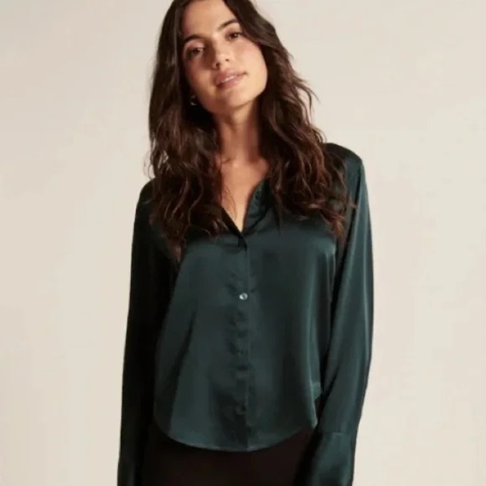 Rich, green satin button up from Abercrombie and Fitch.